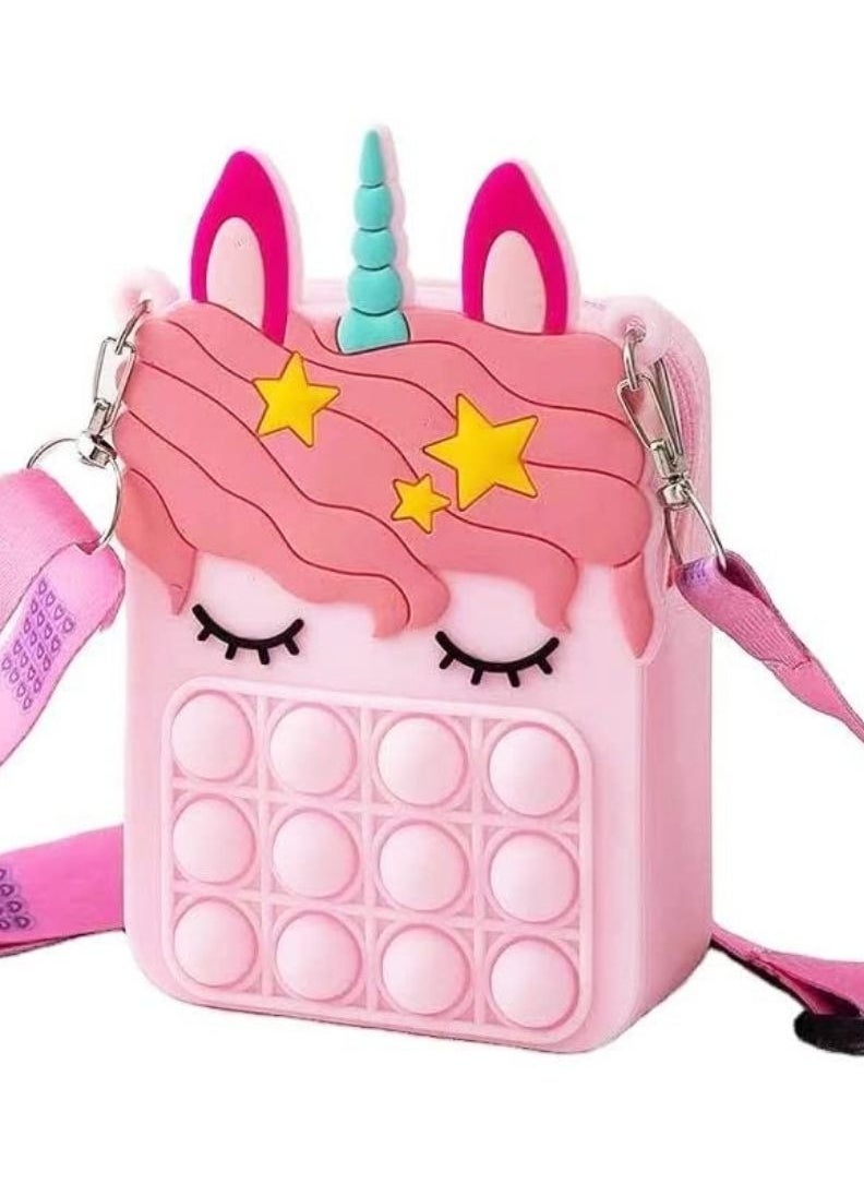 Prime by javaudan Pop Fidget Toys It Unicorn Shoulder Bag Pop Fidget Toys It Purse Popper Push Bubble Fidget Sensory Stress Release Toys for Kids School Supplies Backpack Messenger Bag for Girls  - Image 3