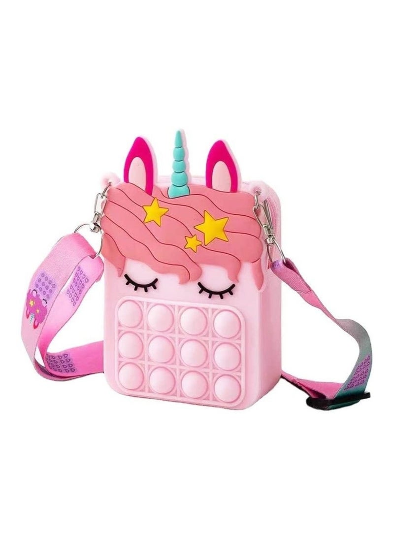 Prime by javaudan Pop Fidget Toys It Unicorn Shoulder Bag Pop Fidget Toys It Purse Popper Push Bubble Fidget Sensory Stress Release Toys for Kids School Supplies Backpack Messenger Bag for Girls  - Image 1