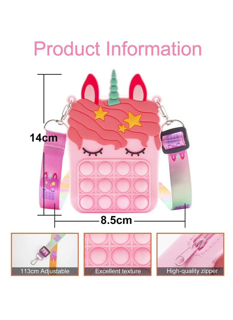 Prime by javaudan Pop Fidget Toys It Unicorn Shoulder Bag Pop Fidget Toys It Purse Popper Push Bubble Fidget Sensory Stress Release Toys for Kids School Supplies Backpack Messenger Bag for Girls  - Image 2