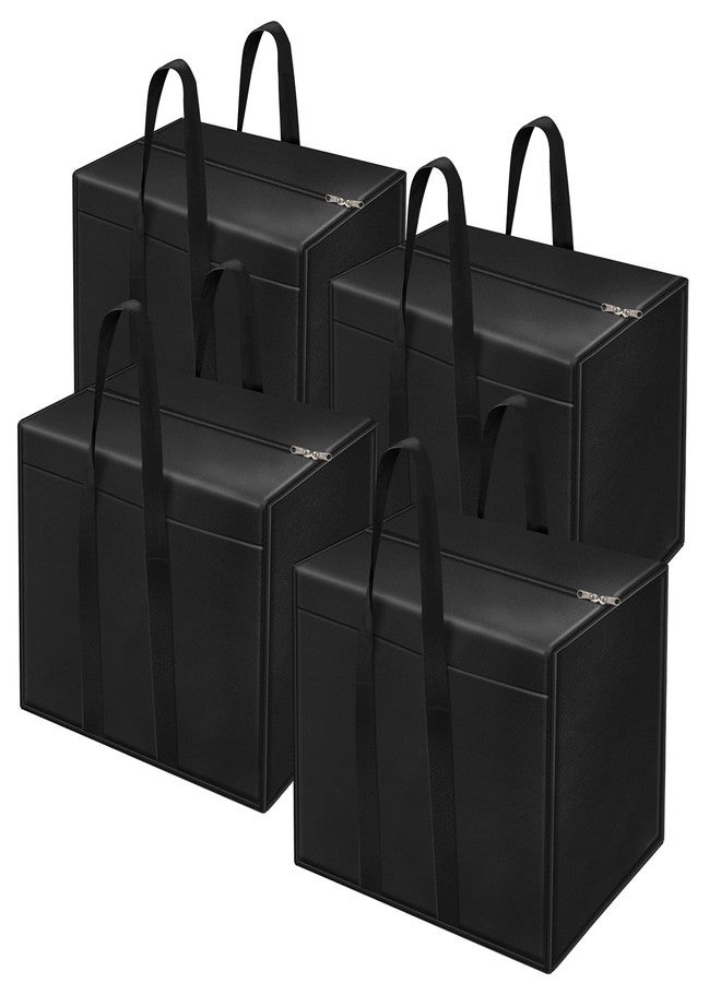 Storite 4 Pack Nylon 85 L Moisture Proof Multi-Purpose Underbed Storage Bag/Clothing Storage Organiser/Toy Storage/Stationery Paper Storage Bag with Zipper and Strong Handle (Black,57x36.8 x40.5 cm) - Image 1