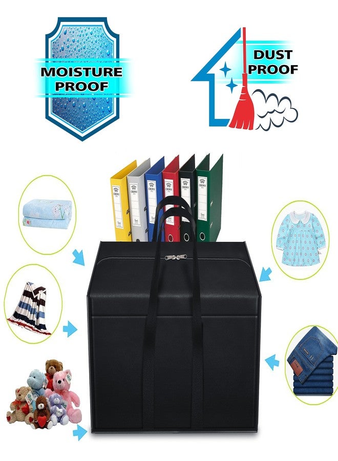 Storite 4 Pack Nylon 85 L Moisture Proof Multi-Purpose Underbed Storage Bag/Clothing Storage Organiser/Toy Storage/Stationery Paper Storage Bag with Zipper and Strong Handle (Black,57x36.8 x40.5 cm) - Image 5