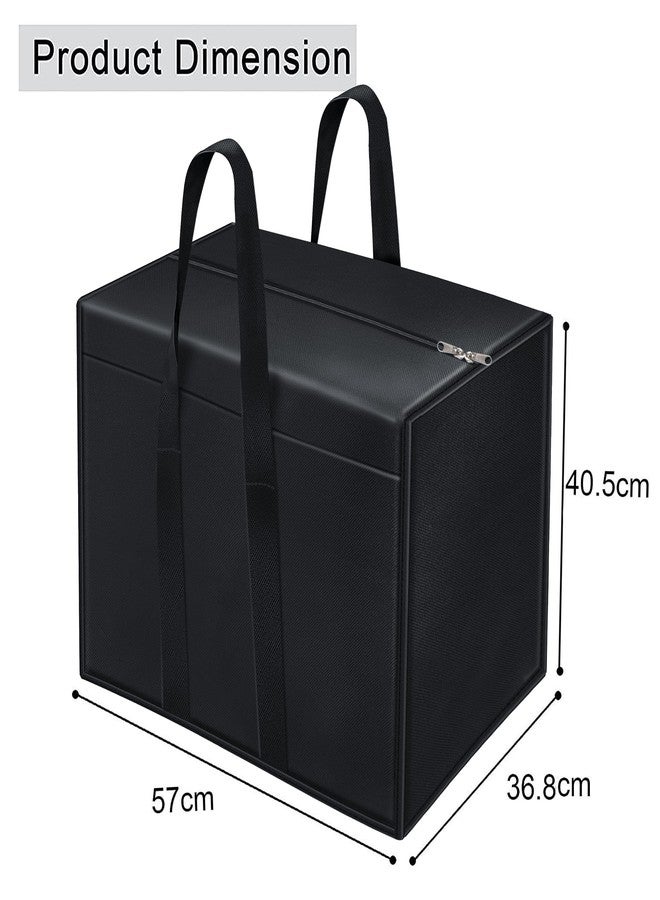 Storite 4 Pack Nylon 85 L Moisture Proof Multi-Purpose Underbed Storage Bag/Clothing Storage Organiser/Toy Storage/Stationery Paper Storage Bag with Zipper and Strong Handle (Black,57x36.8 x40.5 cm) - Image 2