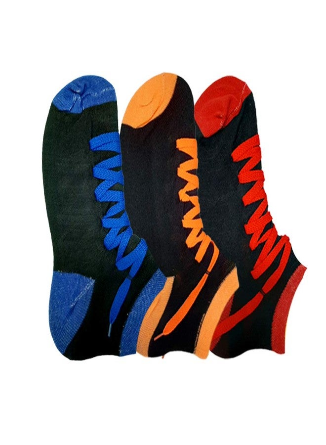 Malvina Girl's Shoe Lace Style Cotton Loafer |Socks (Multicolor) (Pack of 03) - Image 1