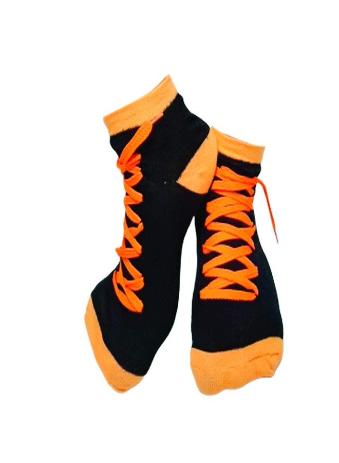 Malvina Girl's Shoe Lace Style Cotton Loafer |Socks (Multicolor) (Pack of 03) - Image 4