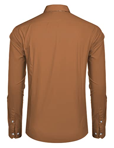 Coofandy Men's Fashion Slim Fit Dress Shirt Casual Shirt 01-brown Medium - Image 4