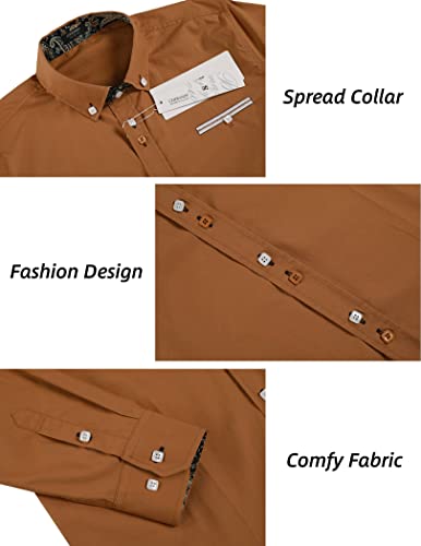 Coofandy Men's Fashion Slim Fit Dress Shirt Casual Shirt 01-brown Medium - Image 5