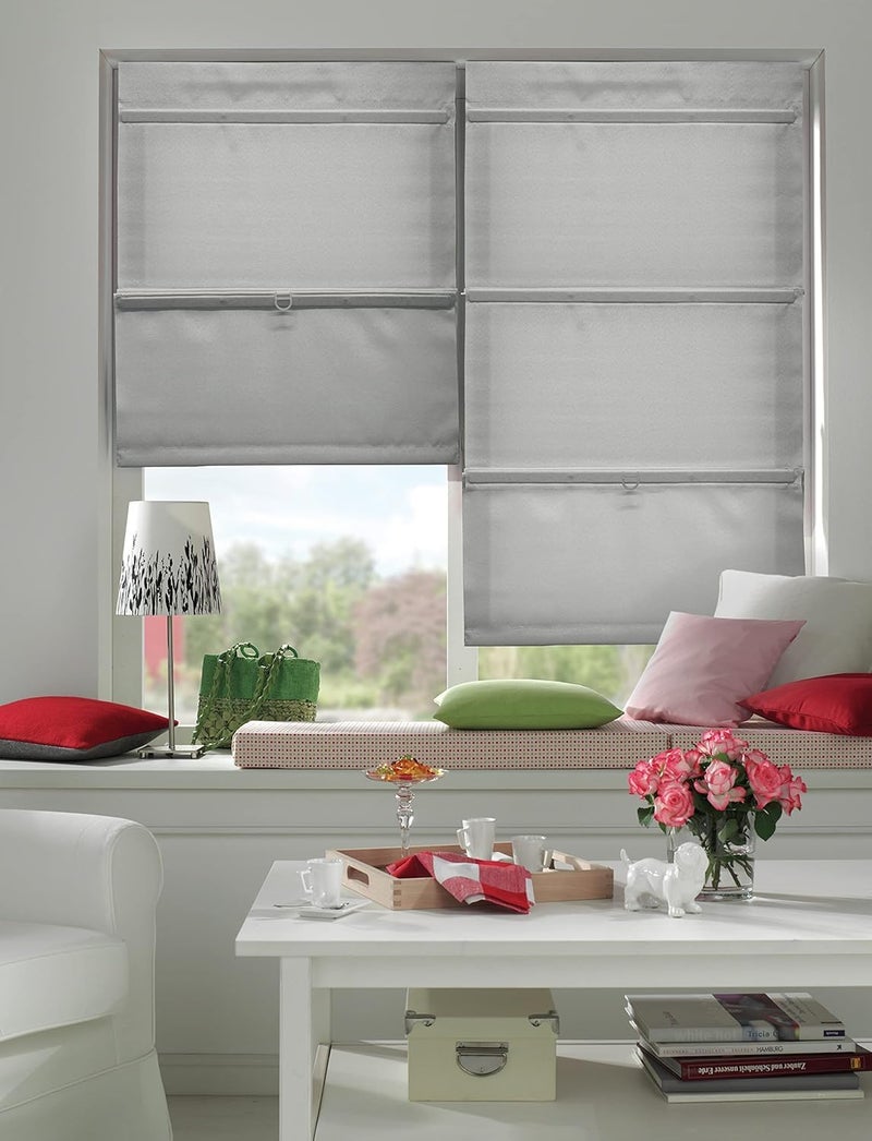 Gardinia EASYFIX Roman Blind, No Drilling Required, Magnetic, Includes Velcro Strap, Roman Curtain, Opaque, Grey - Image 2