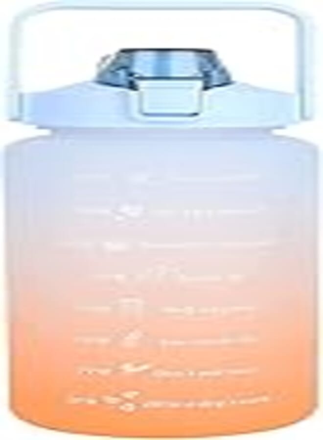 Z Zeba Express 2L Water Bottle With Straw Handle Time Encouraging Measurement Markings, Ensure You Drink Enough Water Daily for Fitness,Gym and Outdoor Sports (BLUE-ORANGE)