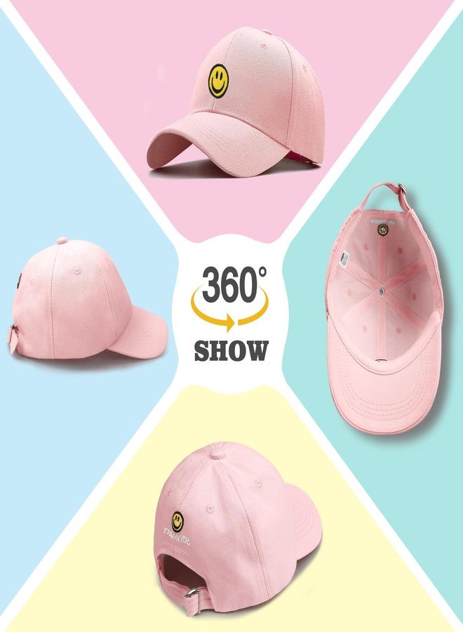 Bocianelli Smile Face Toddler Hat Baseball Cap for Boy Girls Baseball Hats Kids Soft Cotton Adjustable Cute Caps for 4-12 Years Pink - Image 3