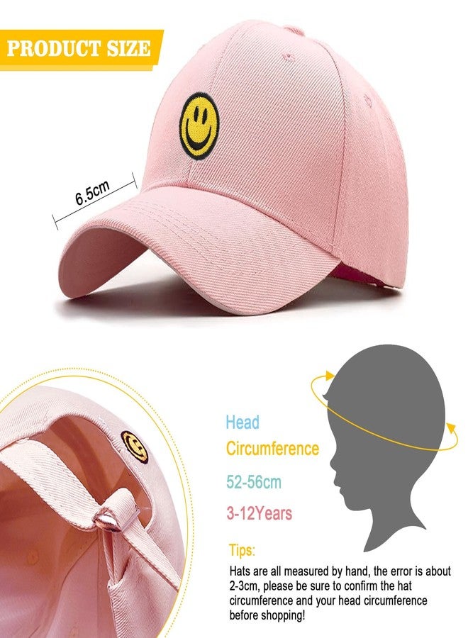 Bocianelli Smile Face Toddler Hat Baseball Cap for Boy Girls Baseball Hats Kids Soft Cotton Adjustable Cute Caps for 4-12 Years Pink - Image 5