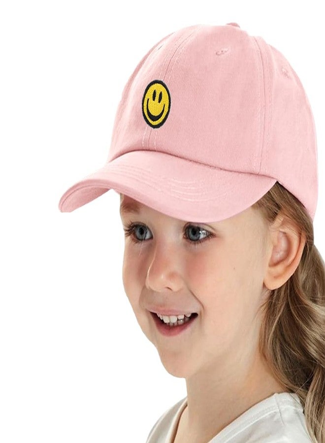 Bocianelli Smile Face Toddler Hat Baseball Cap for Boy Girls Baseball Hats Kids Soft Cotton Adjustable Cute Caps for 4-12 Years Pink - Image 1