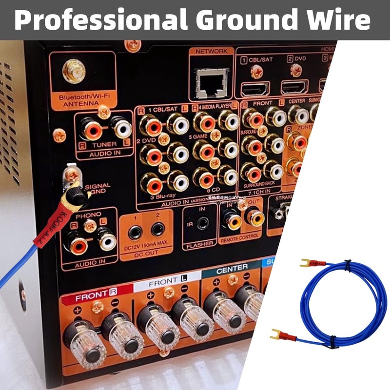 KOOKFJLLZ Phonograph Turntable Ground Wire, OFC Pure Copper Grounding Wire, Gold-Plated Spade Plugs for Magnetic Cartridge Turntables, 6 Foot (72 inch) Long Technics Phono Wire - Image 5