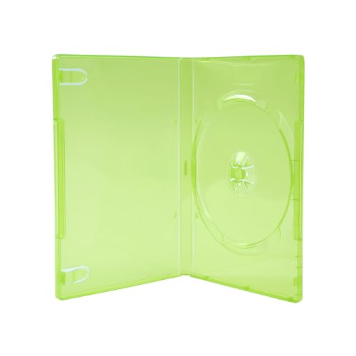 Maxtek 14mm Transparent Green Standard Single Capacity DVD Case with Outter Clear Sleeve Compatible for Xbox Game Discs, 25 Pieces Pack - Image 1