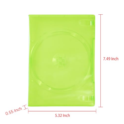 Maxtek 14mm Transparent Green Standard Single Capacity DVD Case with Outter Clear Sleeve Compatible for Xbox Game Discs, 25 Pieces Pack - Image 2