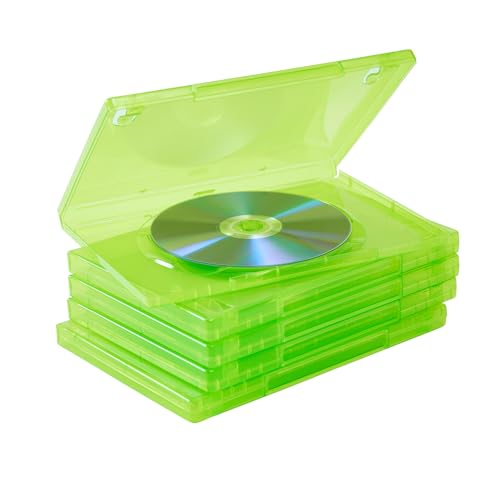 Maxtek 14mm Transparent Green Standard Single Capacity DVD Case with Outter Clear Sleeve Compatible for Xbox Game Discs, 25 Pieces Pack - Image 5