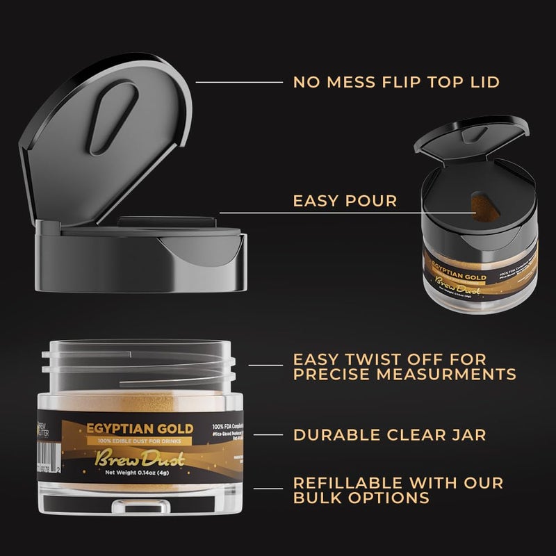 Bakell Brew Dust - Egyptian Gold (4g) | Edible Shimmery Drink Glitter for Beverages, Drinks & Cocktails - Image 4