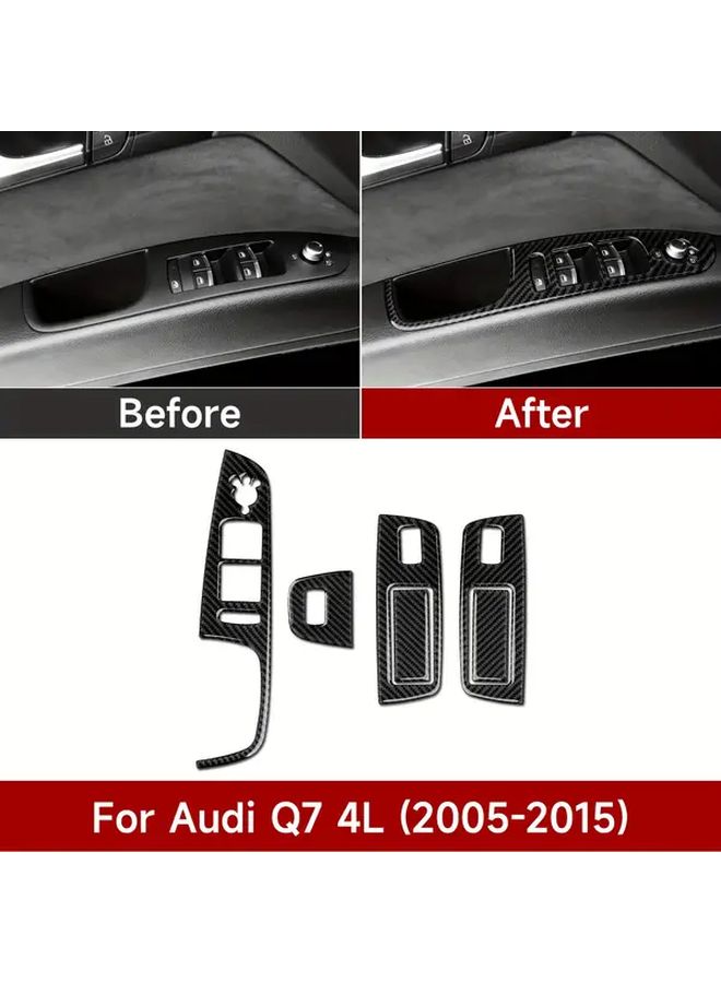 Carbon Fiber Trim Car Window Switch Control Panel Sticker Black Left Hand Drive for Audi Q7 4L 2008-2015 - Image 1