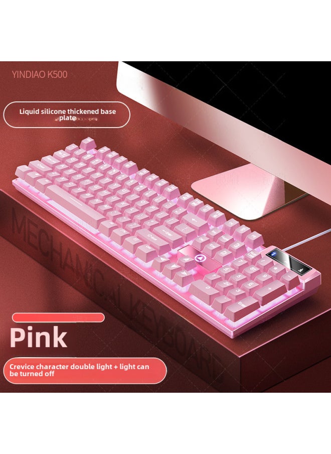 Generic Digital Computer Keyboard 104 Keys Usb Interface For Gaming Office-Color:Pink-white Light  - Image 1