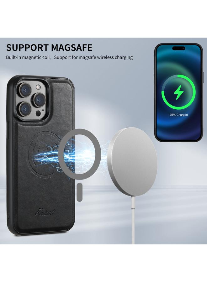 Suteni Case For iPhone 16 Pro H17 Oil Eax Leather MagSafe Detachable Wallet Phone Case - Image 3