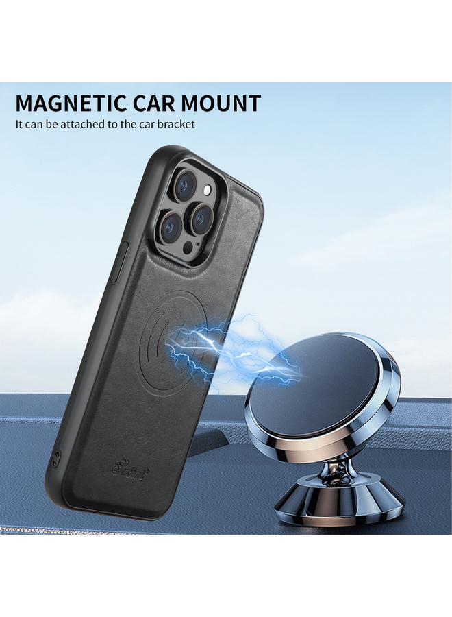 Suteni Case For iPhone 16 Pro H17 Oil Eax Leather MagSafe Detachable Wallet Phone Case - Image 4