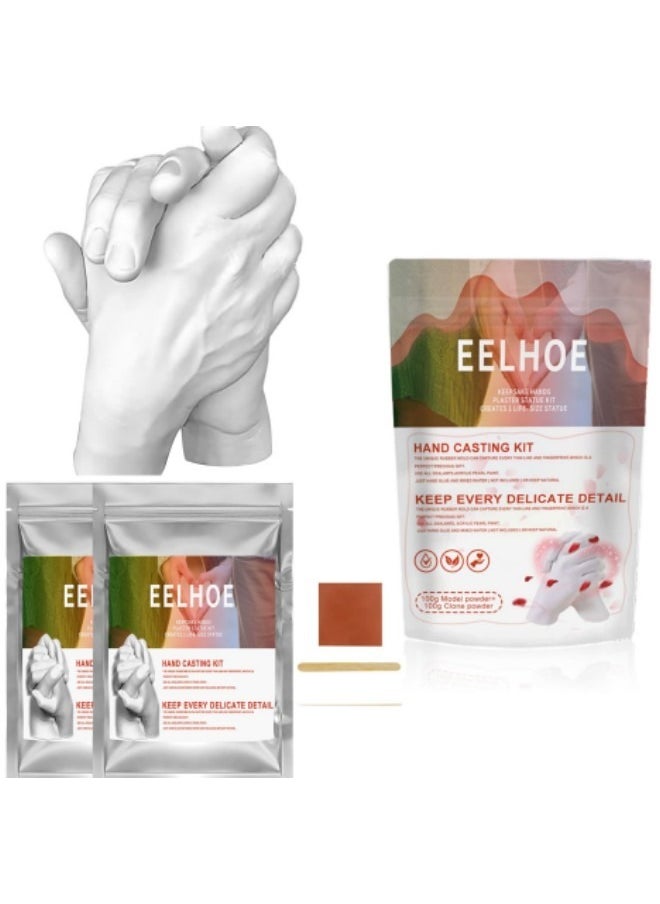 EELHOE - 100 جرام ثلاثية الأبعاد قالب الأيدي الصب أطقم استنساخ مسحوق نموذج مسحوق مع ورق الصنفرة وقضيب خلط للذكرى السنوية للزوجين قالب صب الأيدي ثلاثية الأبعاد - Image 1
