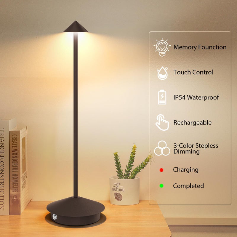 Aoceley 2-Pack 6000mAh Rechargeable Led Table Lamp Cordless,3000K-6000K Stepless Dimming Touch Lamps with Memory Function,IP54 Waterproof Aluminum Table Light for Outdoor/Bars/Restaurant/Patio(Rust) - Image 3