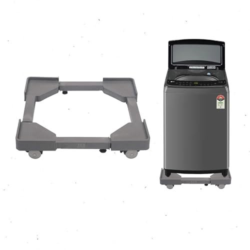 JASDONE ® Heavy Duty Adjustable Top Load Washing Machine Stand Trolley Compatible for LG 6kg, 6.5kg, 7kg (only for topload Fully Automatic Machine) Water Proof (Grey) - Image 1