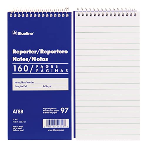 Blueline Reporter Notebook / Note Pad, 4 x 8 inches, 160 Pages / 80 Sheets (AT8B) - Image 2