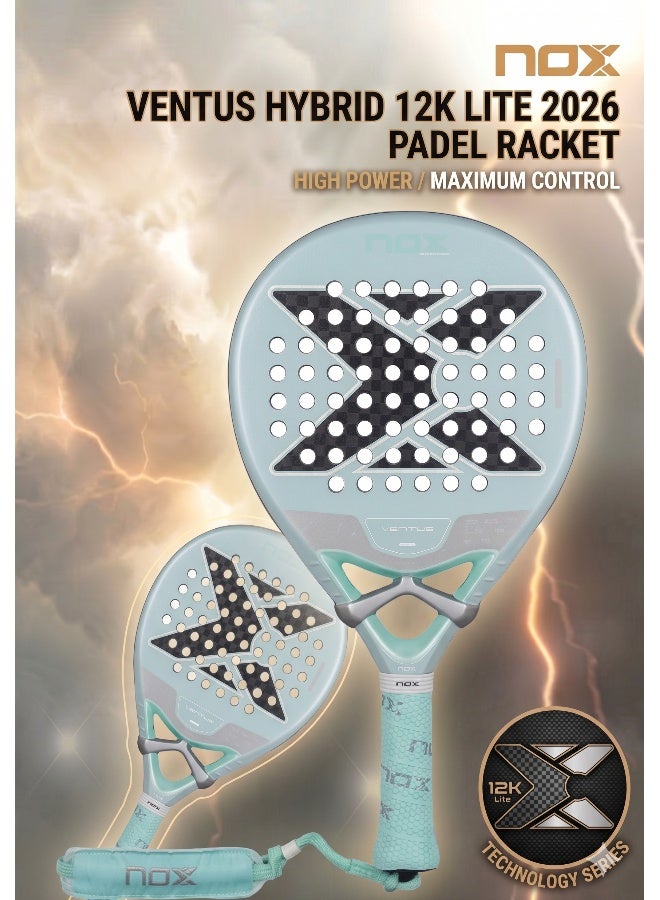 NOX Ventus Hybrid 12K Lite 2026 Padel Racket – Lightweight Design, Versatile Control & Power, 12K Carbon Build - Image 1