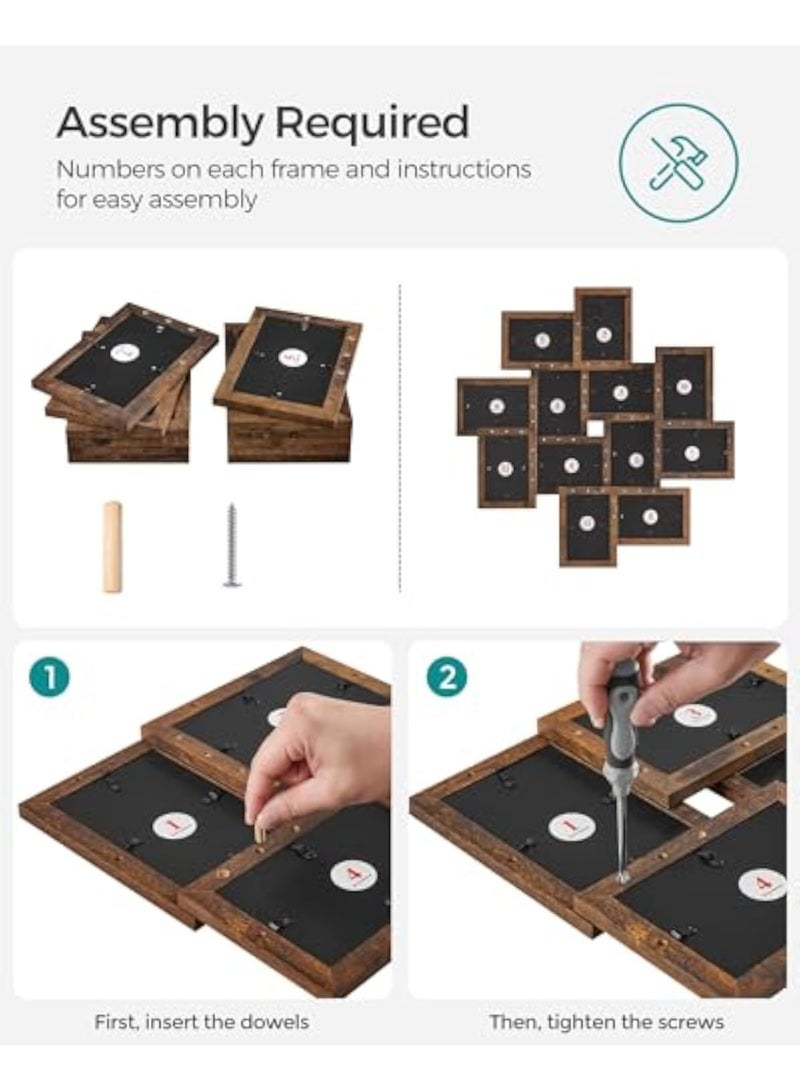 Arabest 4x6 Collage Picture Frames, 12-Pack Picture Frames Collage for Wall Decor, Rustic Photo Collage Frame, Multi Picture Frame Set with Glass Front, Assembly Required - Image 3