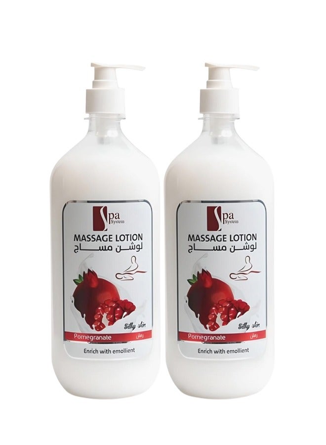 Spa System 2 Pieces Massage Lotion Pomegranate Enrich With Emolient - Image 1