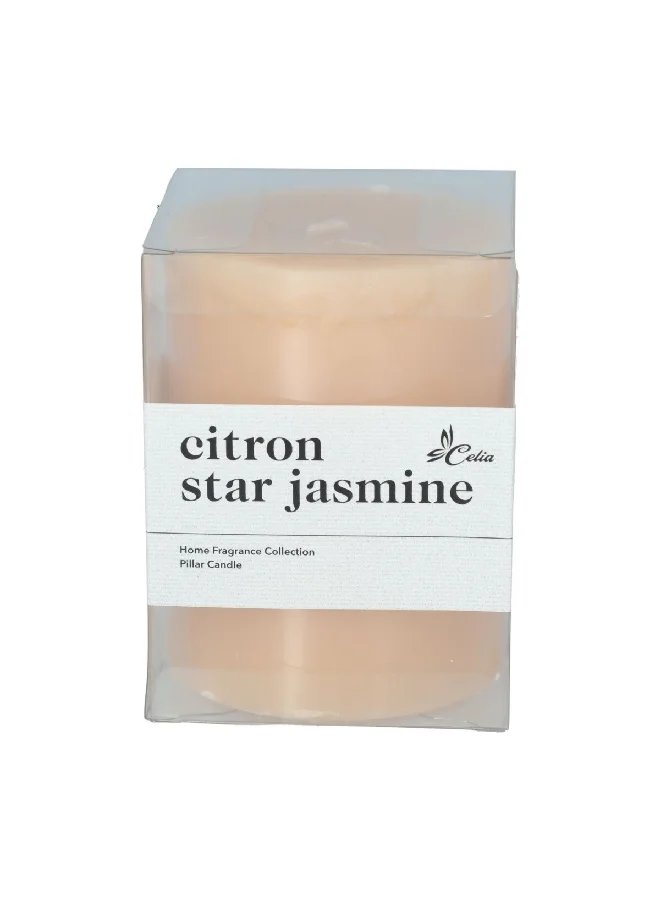 Celia Citron Star Jasmine Scented Pillar Candle Peach 10 cm C030200260-C