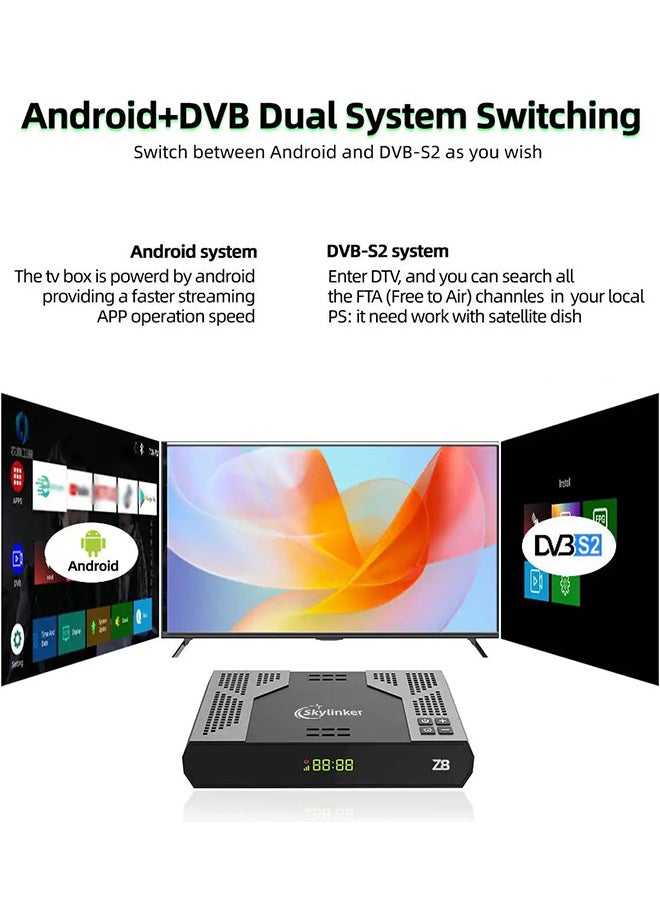4K Android OTT+ DVB-S2+DVB-T2 Hybrid TV Box BT Remote 5G Wifi 2+16GB FTA Satellite Terrestrial TV Receivers Set Top Box
