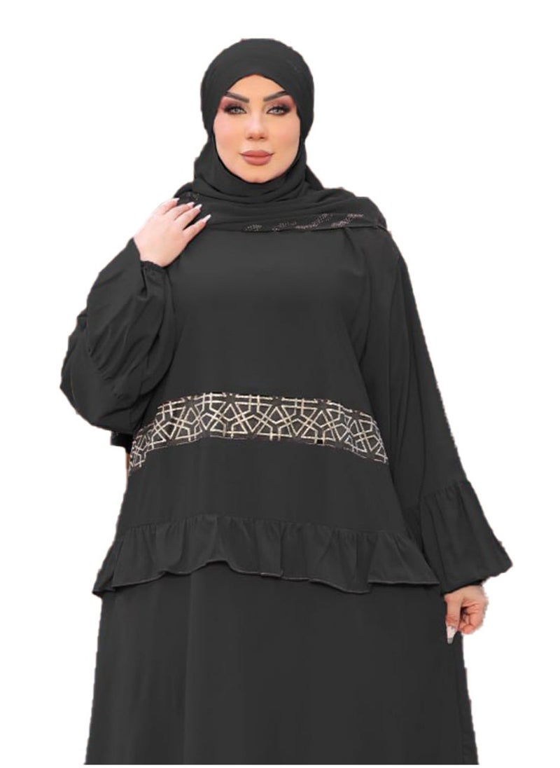 ماركة غير محددة إدناء عباية و خمار الخامة كريب المقاس وان سايز تلبيس 100 لحد كيلو للنساء  - Image 3