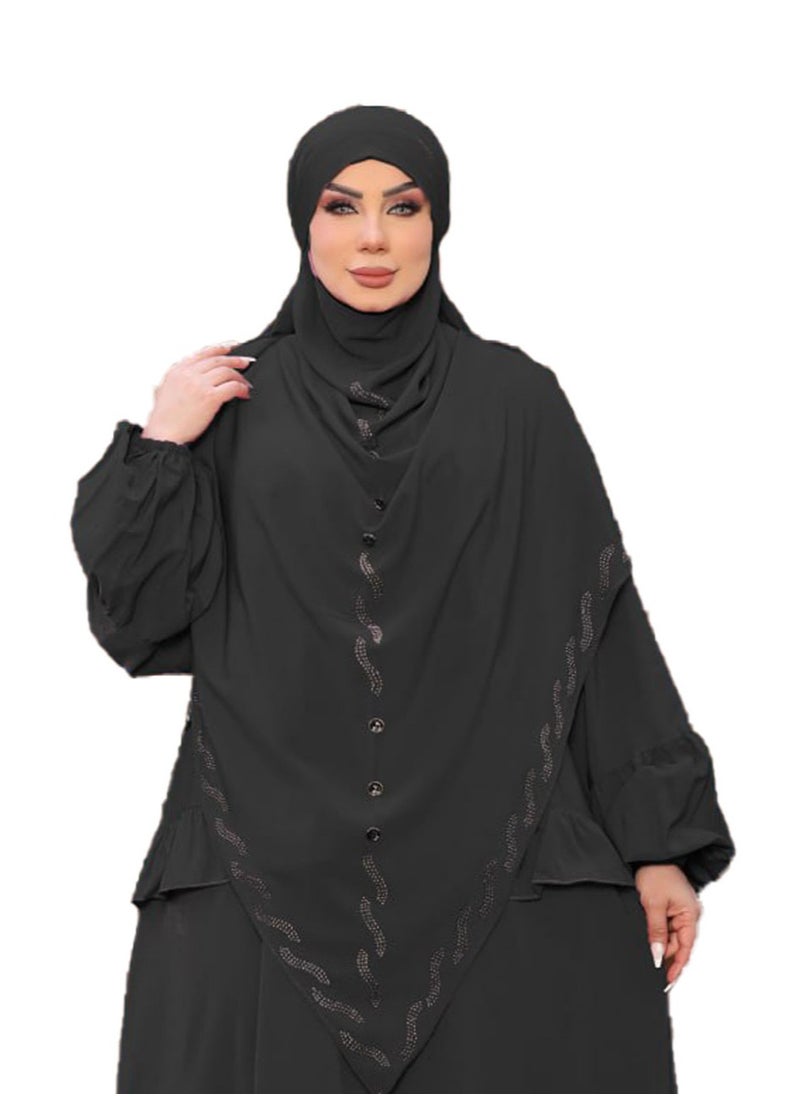 ماركة غير محددة إدناء عباية و خمار الخامة كريب المقاس وان سايز تلبيس 100 لحد كيلو للنساء  - Image 4