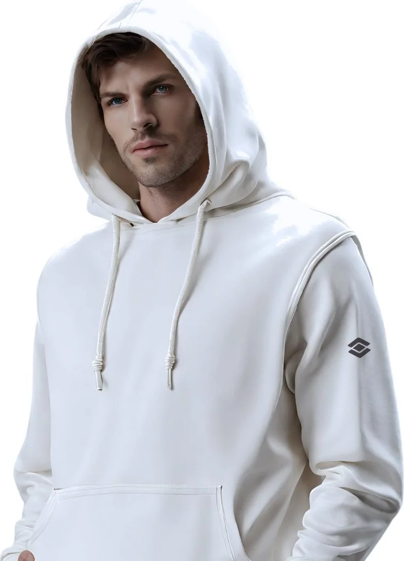 سكوتر Hooded Ecru Men's Sweatshirt with Kangaroo Pocket M1518TE
