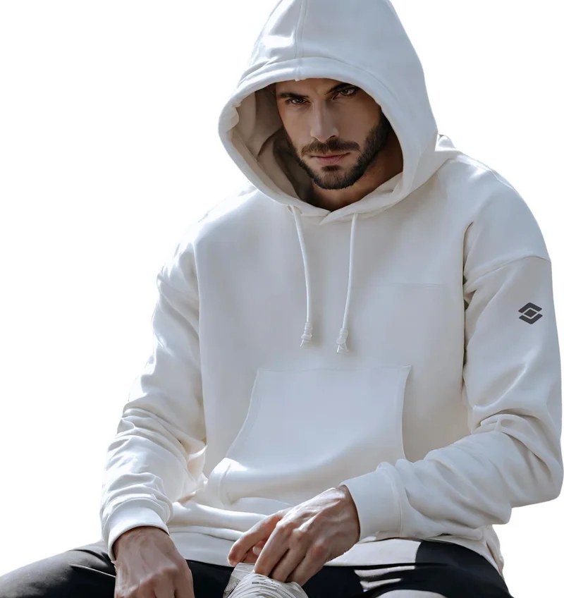 سكوتر Hooded Ecru Men's Sweatshirt with Kangaroo Pocket M1518TE