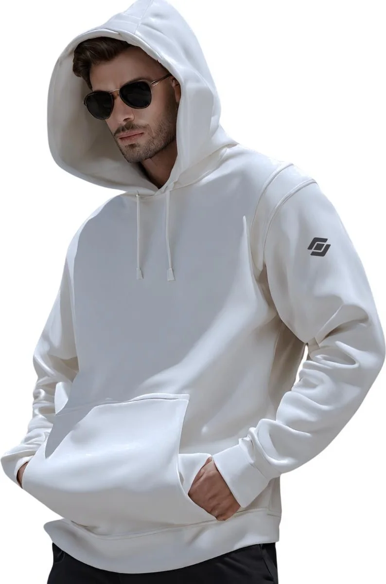 سكوتر Hooded Ecru Men's Sweatshirt with Kangaroo Pocket M1518TE