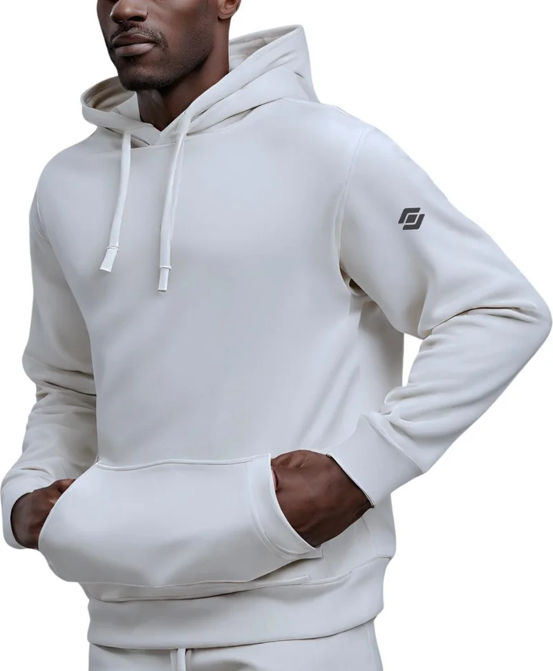 سكوتر Hooded Ecru Men's Sweatshirt with Kangaroo Pocket M1518TE