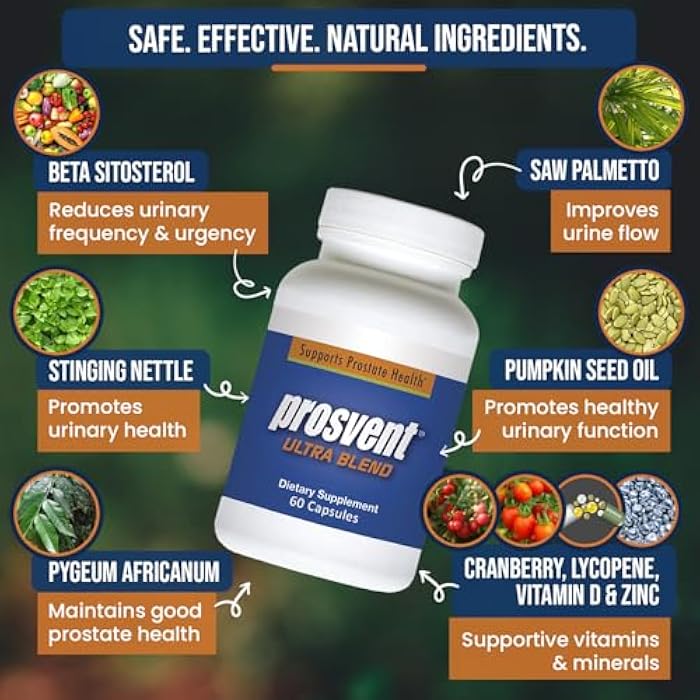 Prosvent Advanced Prostate Support Ultra - Natural Supplement with Saw Palmetto, Pygeum, Lycopene, Stinging Nettle, Beta Sitosterol, Cranberry and More to Ease Urinary Frequency & Urgency (60 Count) - Image 5