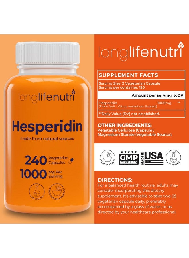 لونج لايف نيوتري هسبيريدين 1000 مجم، 240 كبسولة (كمية تكفي لمدة 4 أشهر)، يدعم صحة القلب والأوعية الدموية، وضغط الدم والدورة الدموية، ويدعم المناعة، ومضاد أكسدة قوي وفوائد لوظائف الأوعية الدموية، صنع في الولايات المتحدة الأمريكية - Image 2