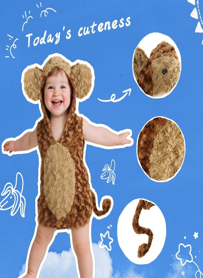 UQJE Baby Monkey Costume Furry Toddler Monkey Costume Halloween Adorable Plush Gorilla Dress-Up Kids Animal Costumes - Image 3