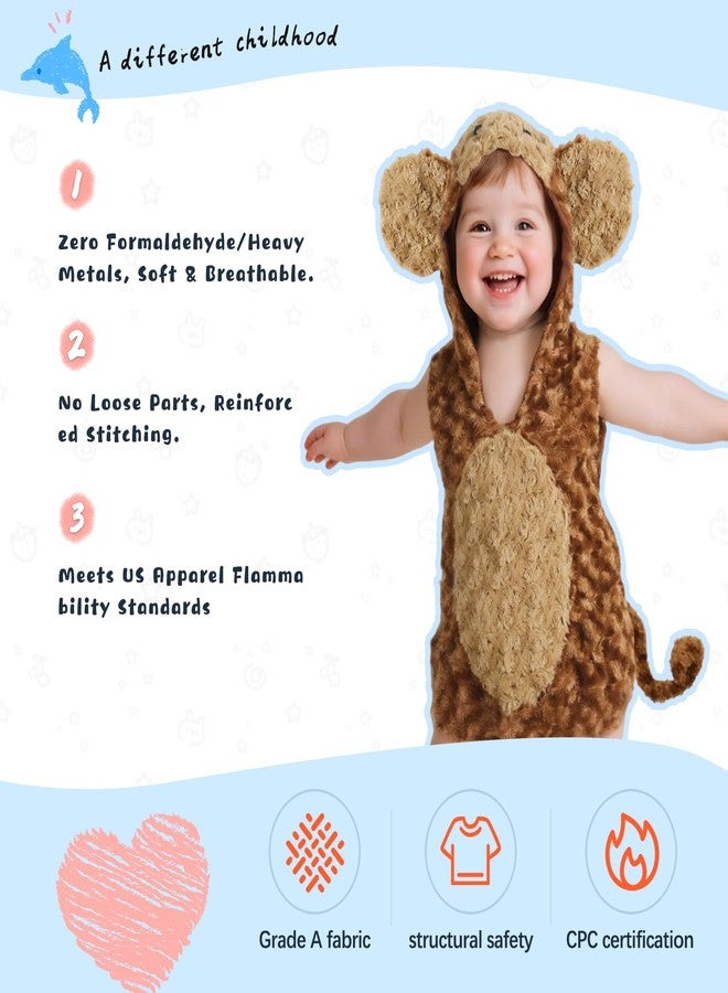 UQJE Baby Monkey Costume Furry Toddler Monkey Costume Halloween Adorable Plush Gorilla Dress-Up Kids Animal Costumes - Image 2