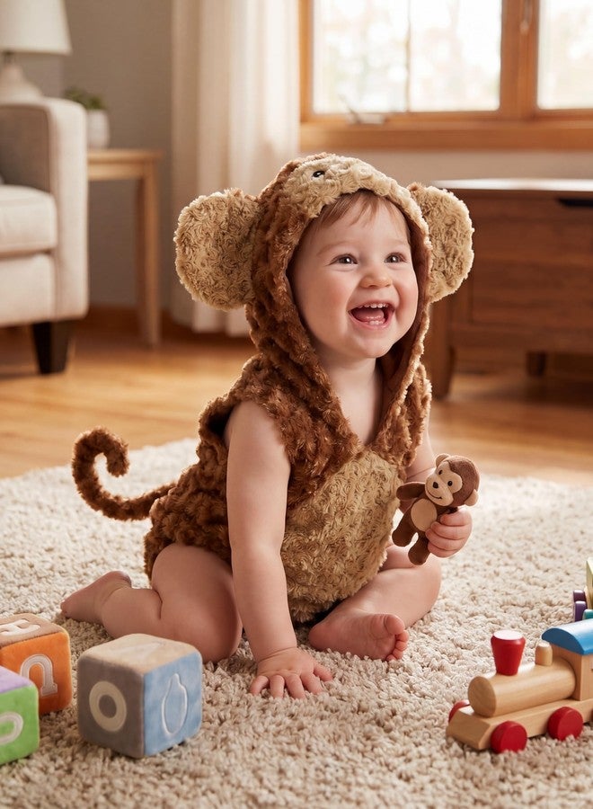 UQJE Baby Monkey Costume Furry Toddler Monkey Costume Halloween Adorable Plush Gorilla Dress-Up Kids Animal Costumes - Image 4