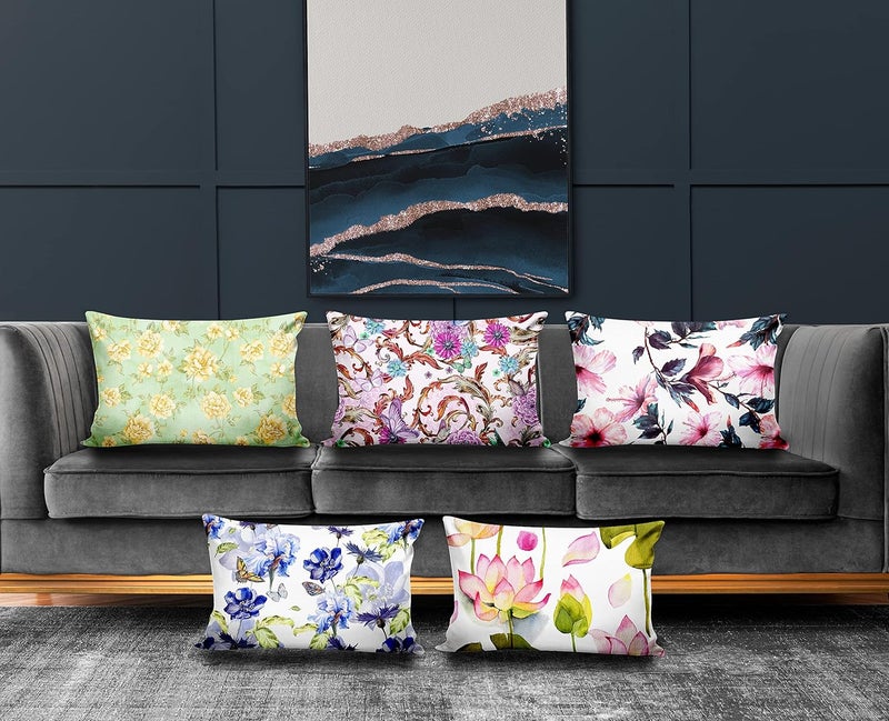 Ultimate Trends Polyester Digital Modern Printed Pillow Cover 12x18 Set of 5 Multi Color UTCS1045
