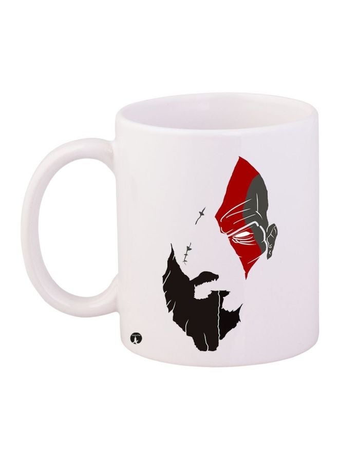 فنجان قهوة مطبوع أبيض/أحمر/أسود 11 أونصة