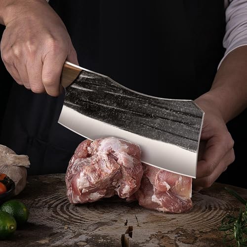 HOSHANHO Butcher Knife Set, 3-Piece High Carbon Steel Serbian Chef Knife Set of Heavy Duty Boning Knife & Meat Cleaver Knives & Viking Knives for Home, Cooking, Outdoor Camping BBQ - Image 5