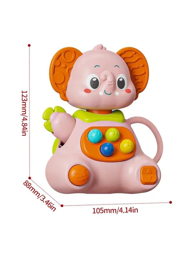 دمية فيل وردية متعددة الوظائف دوامة مع كأس شفط دوران 360 درجة صوت صافرة ضغط هدية تفاعلية - Image 1