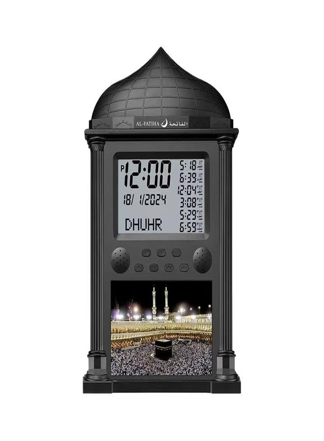 ساعة أذان كومكي، ساعة حائط منبه أذان للمسلمين مع شاشة LCD، ساعة أذان رقمية للمنزل/المكتب/المسجد (أسود) - Image 1