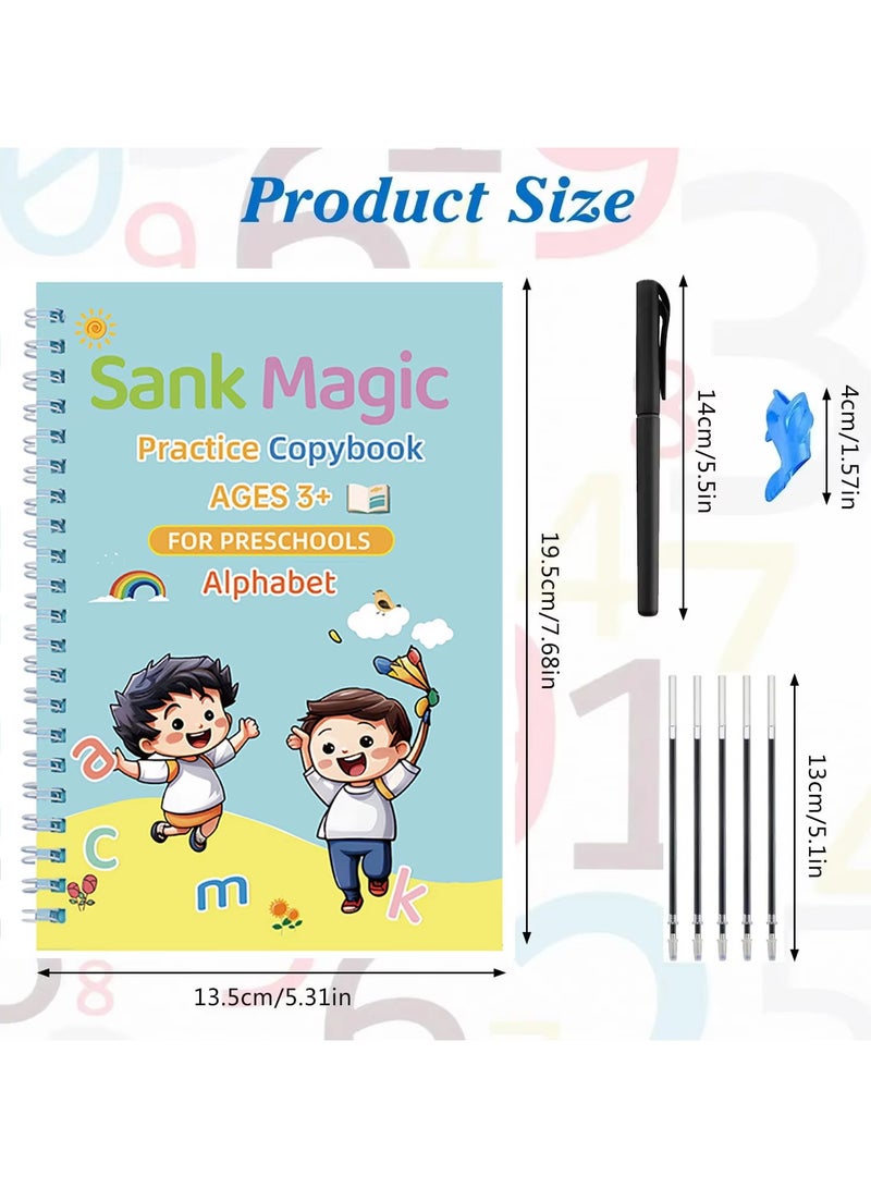 Sank Magic 4 Books/set Magic Copybook Reusable Practice Writing Pen Groove Alphabet Wordpad drawing english Words Calligraphy - Image 2